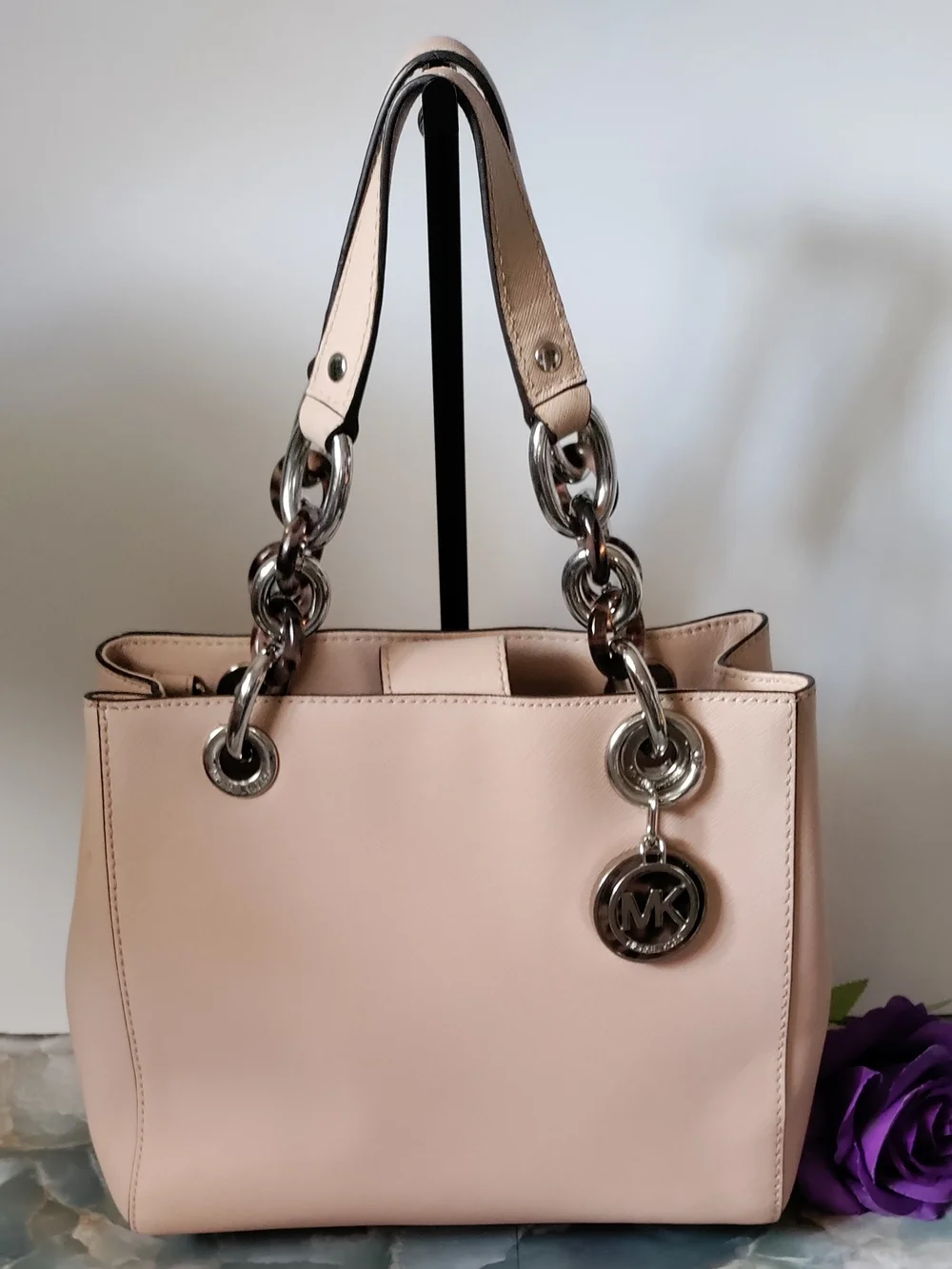 Michael Kors Cynthia Small Saffiano Leather Satchel Blush Pink